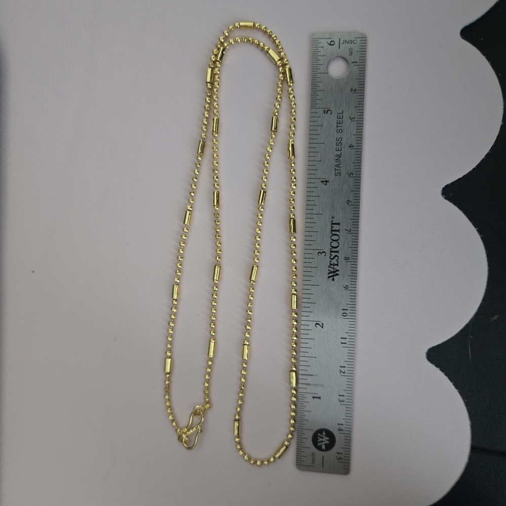 Shiny Gold Bead Chain Necklace - Women's Jewelry